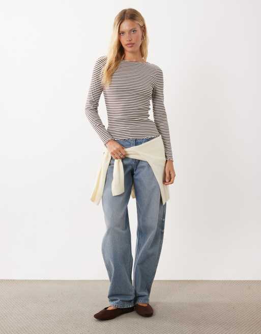 New Look baby lock long sleeved top in cream stripe, 2 of 4