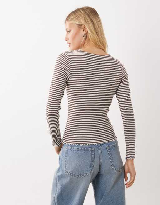 New Look baby lock long sleeved top in cream stripe, 4 of 4