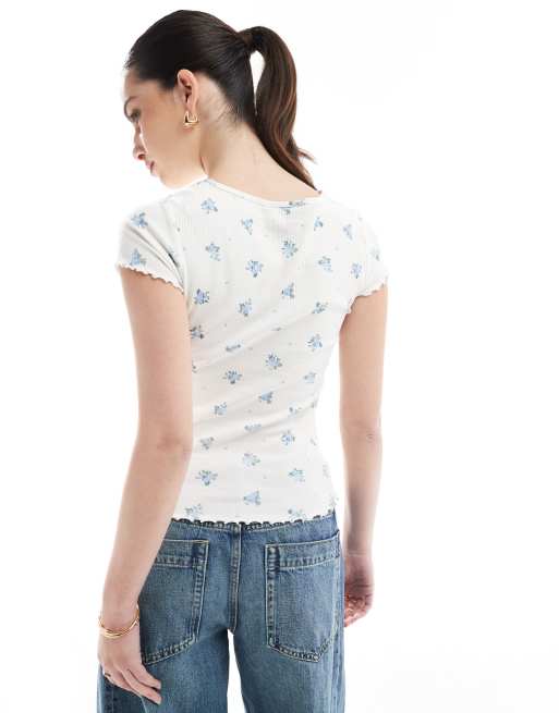 New Look - Babylock - T-shirt bianca a fiorellini, 4 di 4