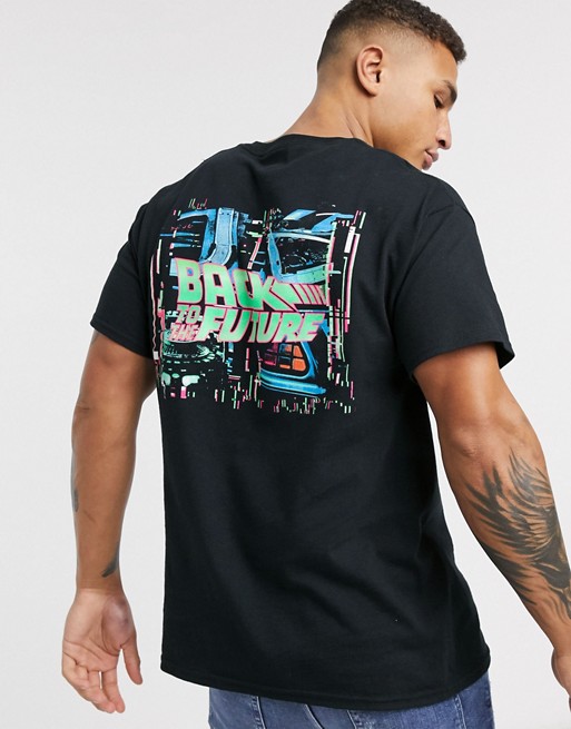 New Look Back to the Future oversized t-shirt in black