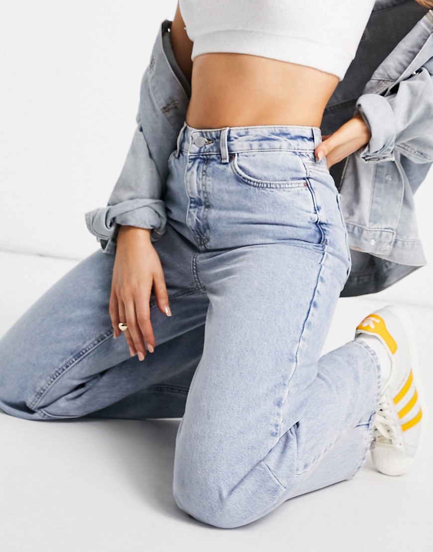 New Look baggy fit jeans in light blue-Blues