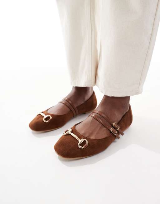 New Look - Ballerine color cuoio con morsetto