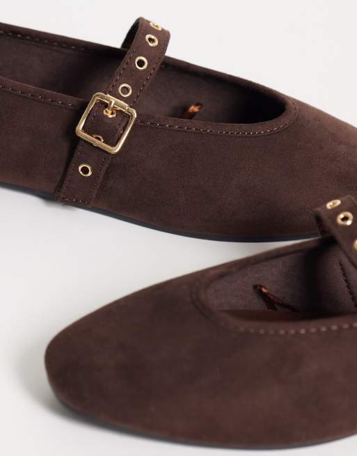 New Look ballerines en suédine avec bride à œillets marron, 4 de 4