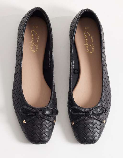 New Look - Ballerines plates en similicuir tressé - Noir, 2 de 4