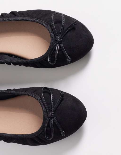 New Look - Ballerines plates froncées en similicuir - Noir, 3 de 4