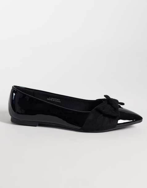 New Look ballerines pointues à nœud noires - view 1