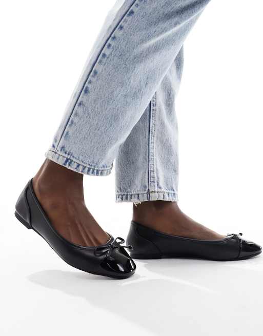 New Look – Ballettschuhe in Schwarz mit Zehenpartie aus Kunstleder