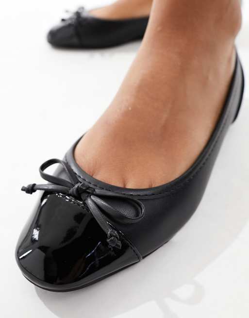 New Look – Ballettschuhe in Schwarz mit Zehenpartie aus Kunstleder, 3 von 4
