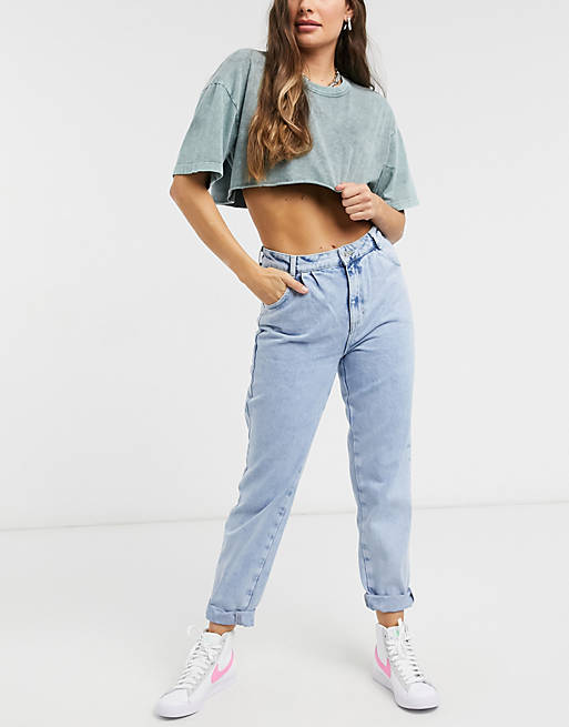 New Look balloon jeans in bleached light blue | ASOS