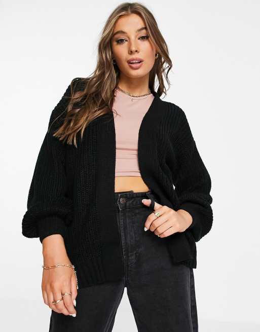 Black balloon sleeve cardigan sale