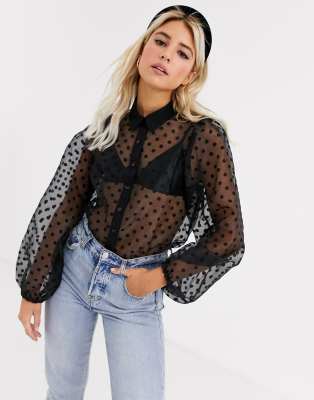 polka dot mesh shirt