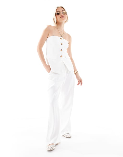 New Look bandeau waistcoat in white (part of a set), 3 of 4
