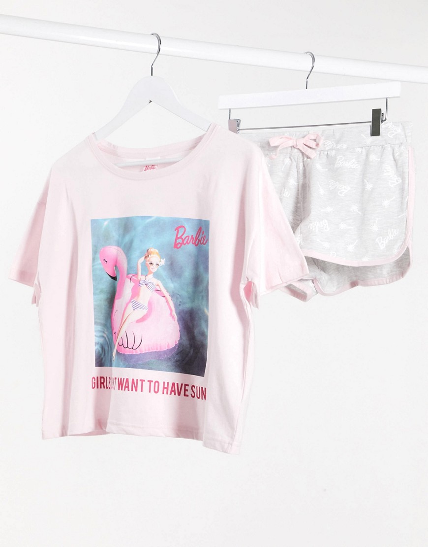 New Look – Barbie – Rosa pyjamas-Flerfärgad