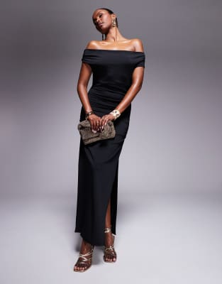 New Look bardot midi dress in black