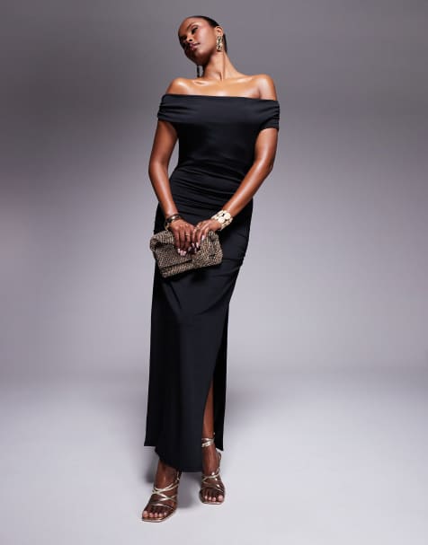 New Look bardot midi dress in black