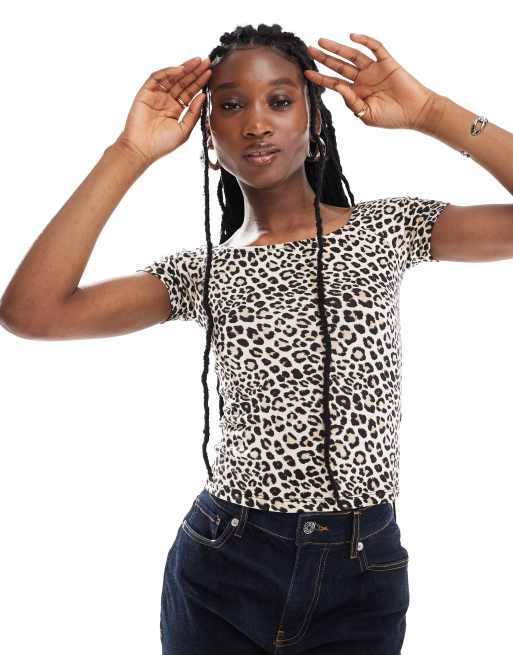 New Look bardot top in leopard print ASOS