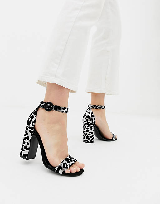 New Look barely there block heeled sandal in animal