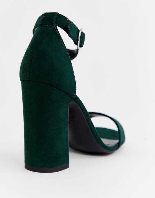 Dark green store block heels