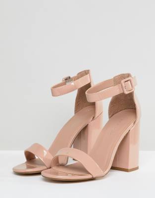 pink barely there block heels