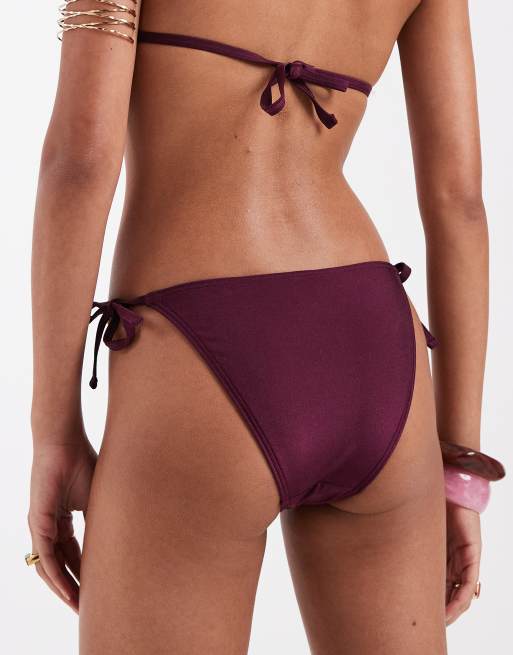 New Look - Bas de bikini noué sur les côtés à coquillages - Bordeaux, 2 de 4