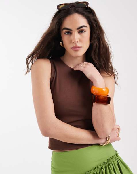 New Look basic tank in brown - view 1