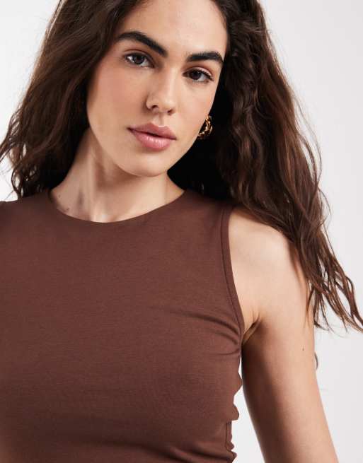 New Look basic tank in brown, 3 of 4