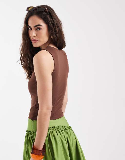 New Look basic tank in brown, 4 of 4