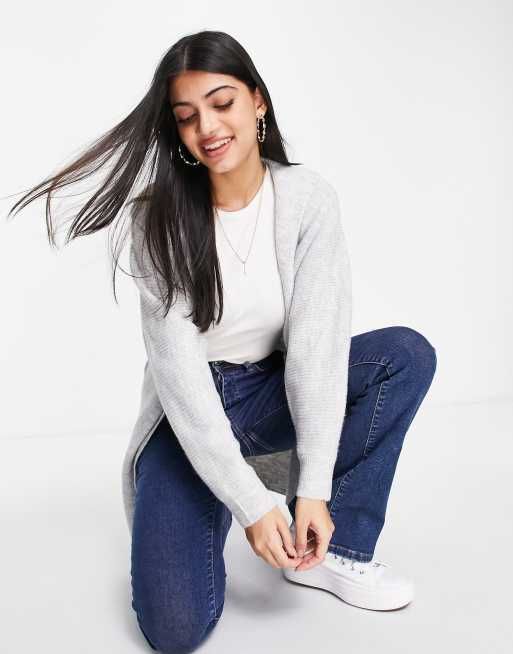 New Look batwing hooded cardigan in light grey
