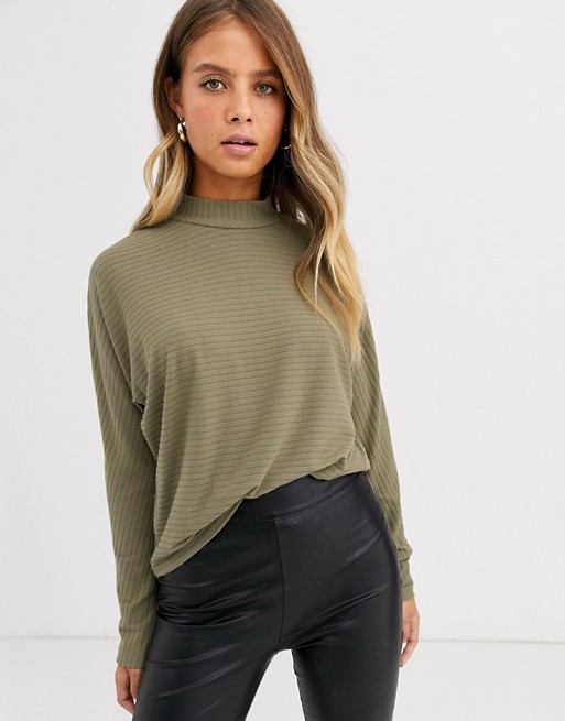 New Look batwing ribbed jumper in khaki