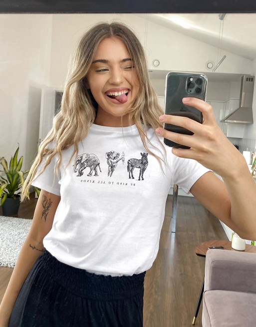 New Look be kind to all animals tee in white