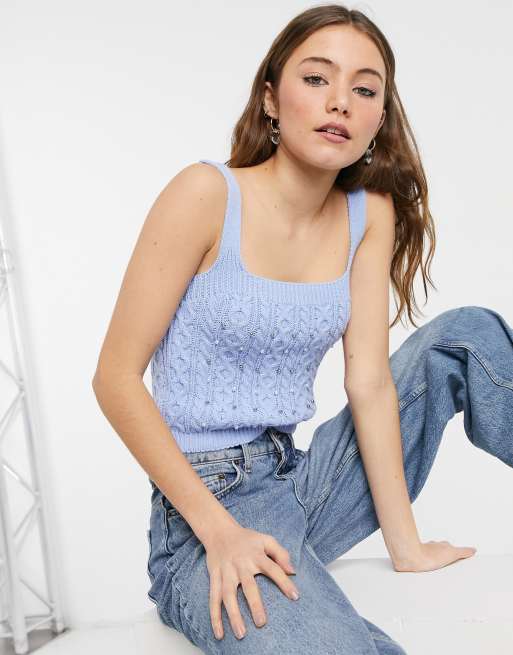 New Look beaded twinset in blue, 3 of 3