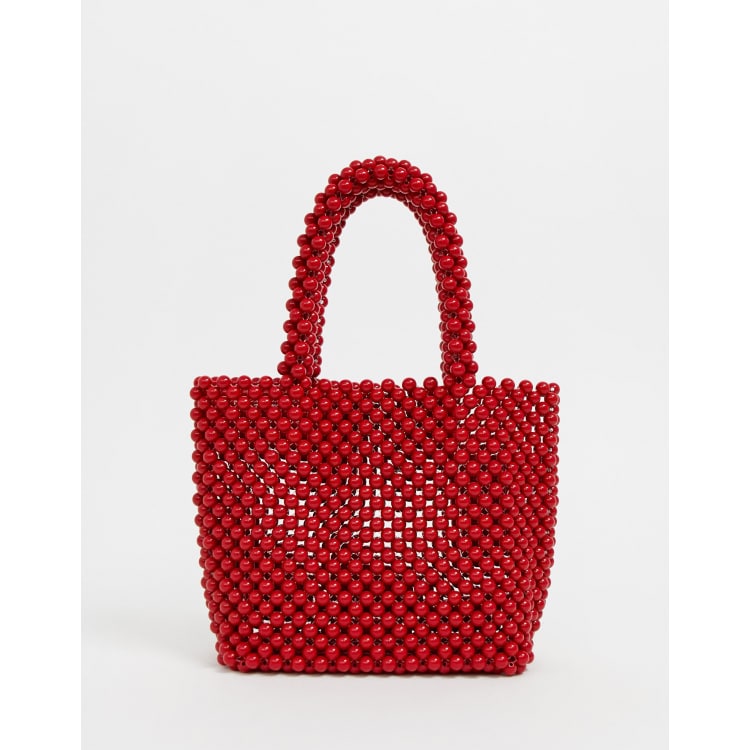 New Look beaded mini tote in red