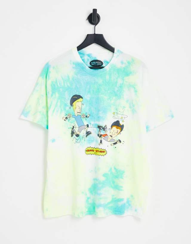 New Look beavis & butthead tie dye T-shirt in multi