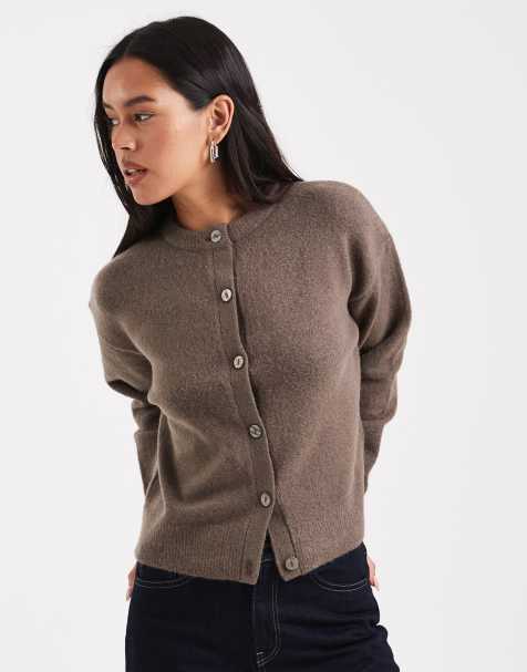 New Look - Beige cardigan med rund hals og knapper - view 1