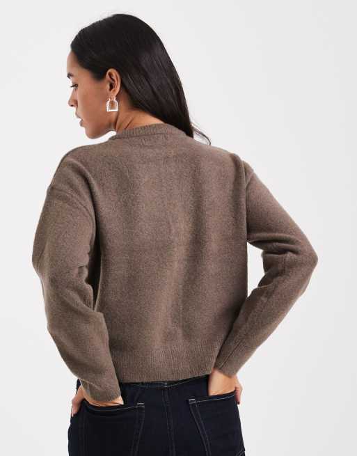 New Look – Beige kofta med rund halsringning och knappar, 4 av 4