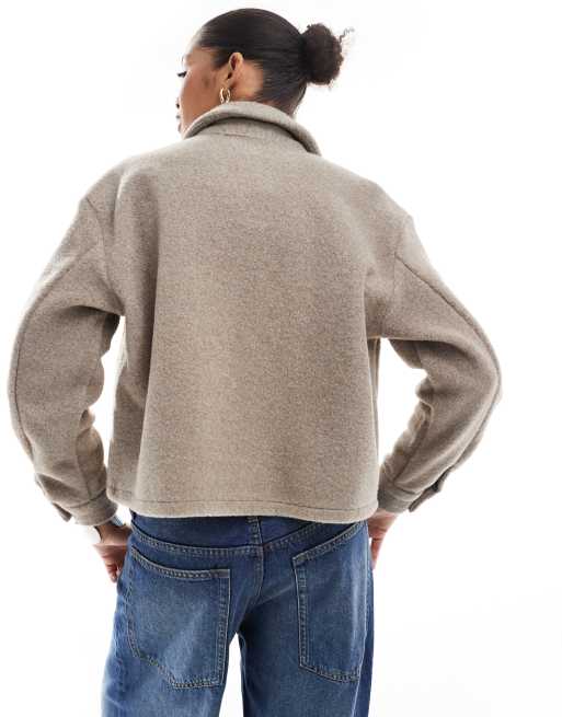 New Look – Beige, kort och stickad skjortjacka, 4 av 4