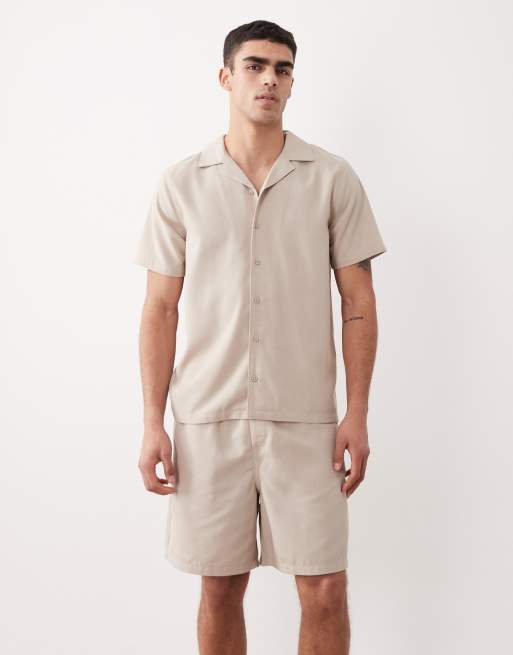 New Look - Beige pull-on-shorts i hørlook - Del af sæt, 2 af 5