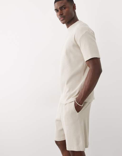 New Look – Beige shorts med våffeltextur, del av set, 2 av 9