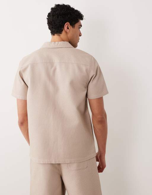 New Look - Beige skjorte med vaffeltekstur - Del af sæt, 4 af 5