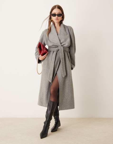 New Look belted blanket coat in grey - view 1