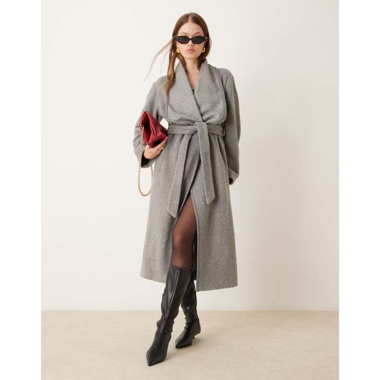 561 Wool Blanket Coat Grey  peak ウール New Look belted blanket coat in grey | ASOS