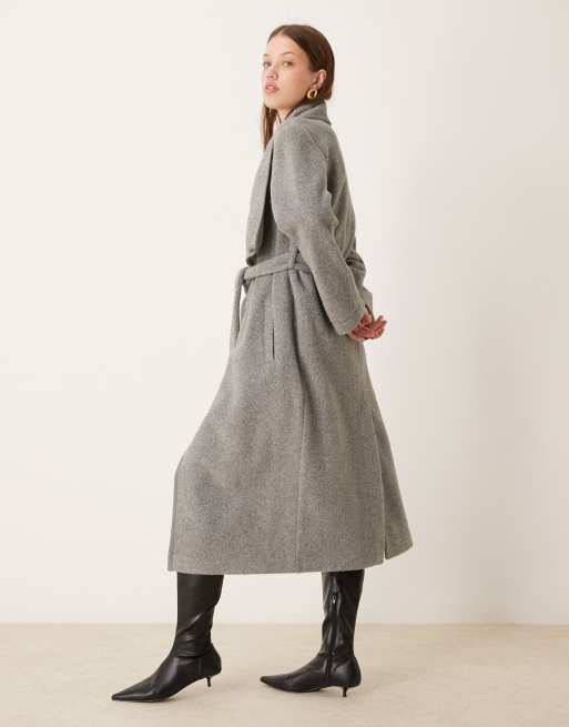 New Look belted blanket coat in grey | ASOS