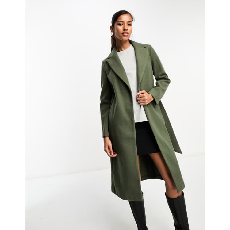 New look green check coat store