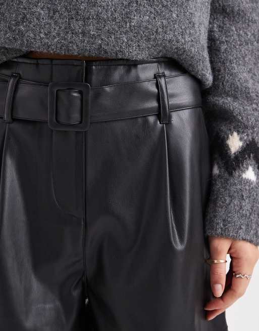 New Look belted faux leather short in black, 4 of 5
