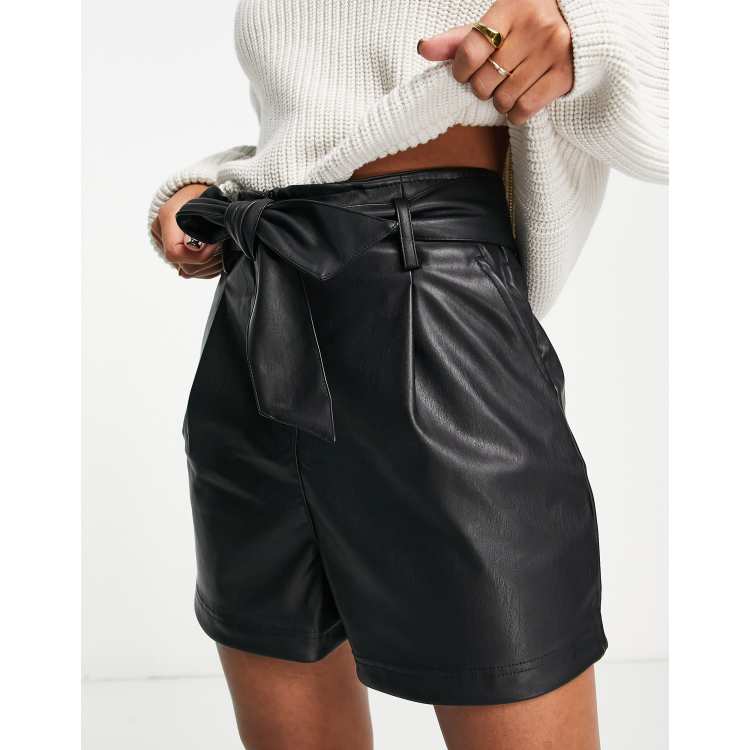 Black leather sale shorts with belt