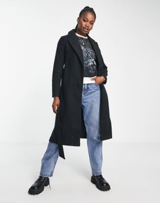 New Look belted formal coat in black - ASOS Price Checker