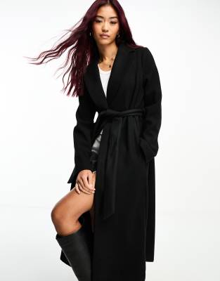 New Look belted formal coat in black