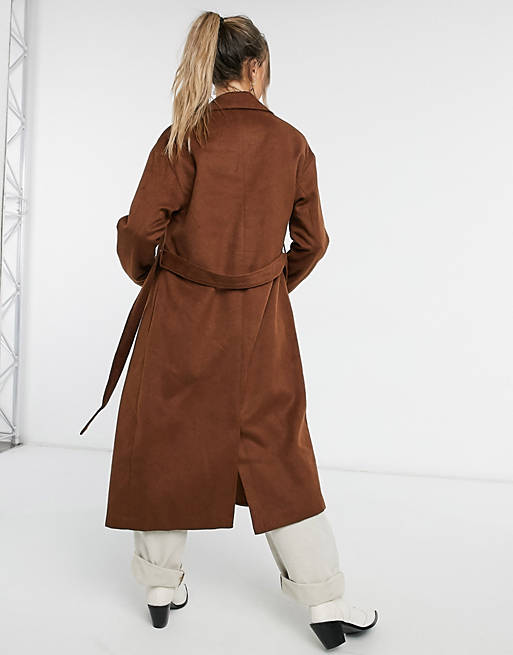 Coats & Jackets New Look belted maxi coat in tan 