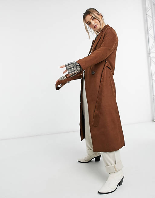 Coats & Jackets New Look belted maxi coat in tan 