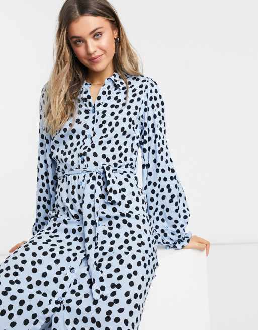 Blue polka best sale dot dress asos